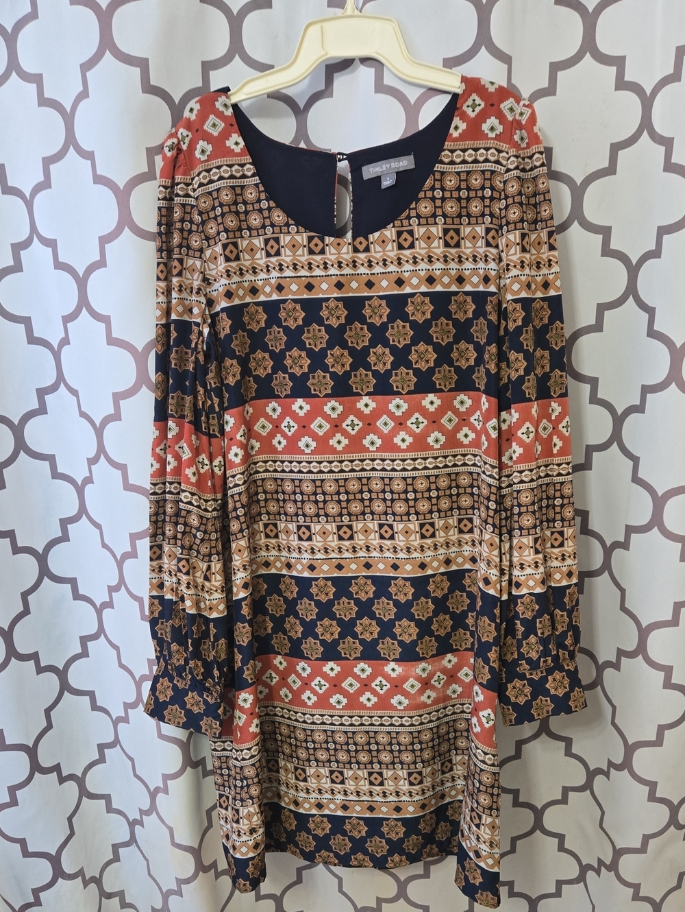 Tinley Road Navy and Rust Geometric Dress